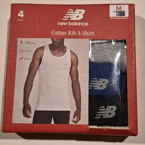 New Balance 4 Pack White, Gray, Blue, and Black Men's Tank Tops Size M